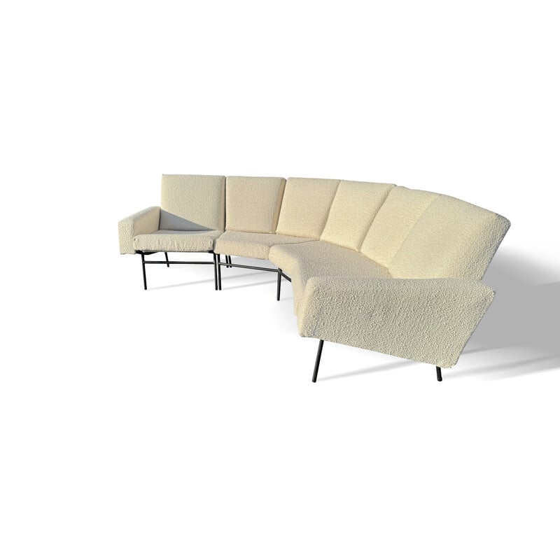 Vintage 3-seater fabric sofa with 2 armchairs by Pierre Guariche for Airborne, 1950