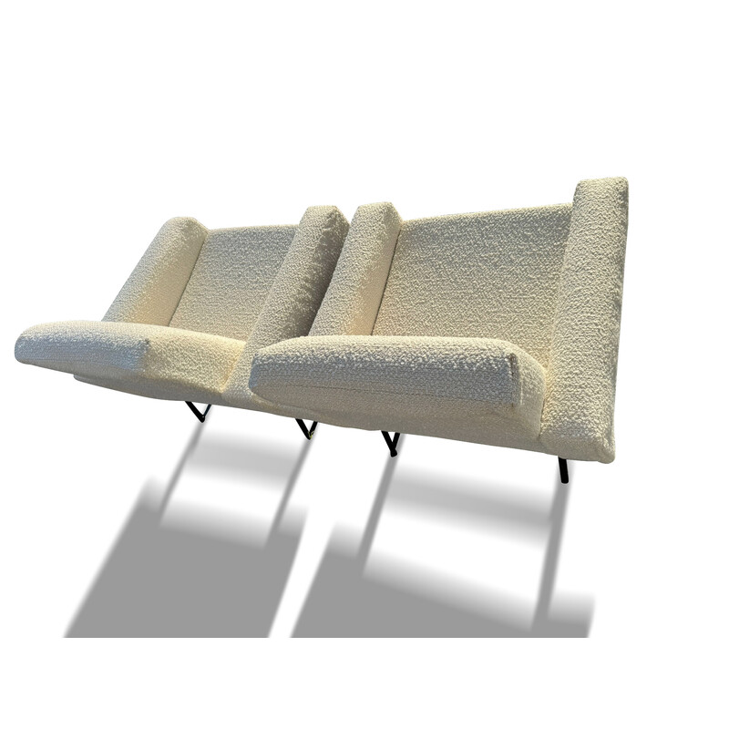 Vintage 3-seater fabric sofa with 2 armchairs by Pierre Guariche for Airborne, 1950