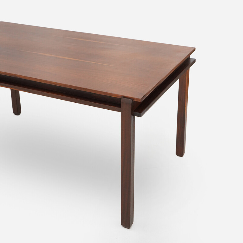 Vintage rectangular table in veneered wood, Italy 1960