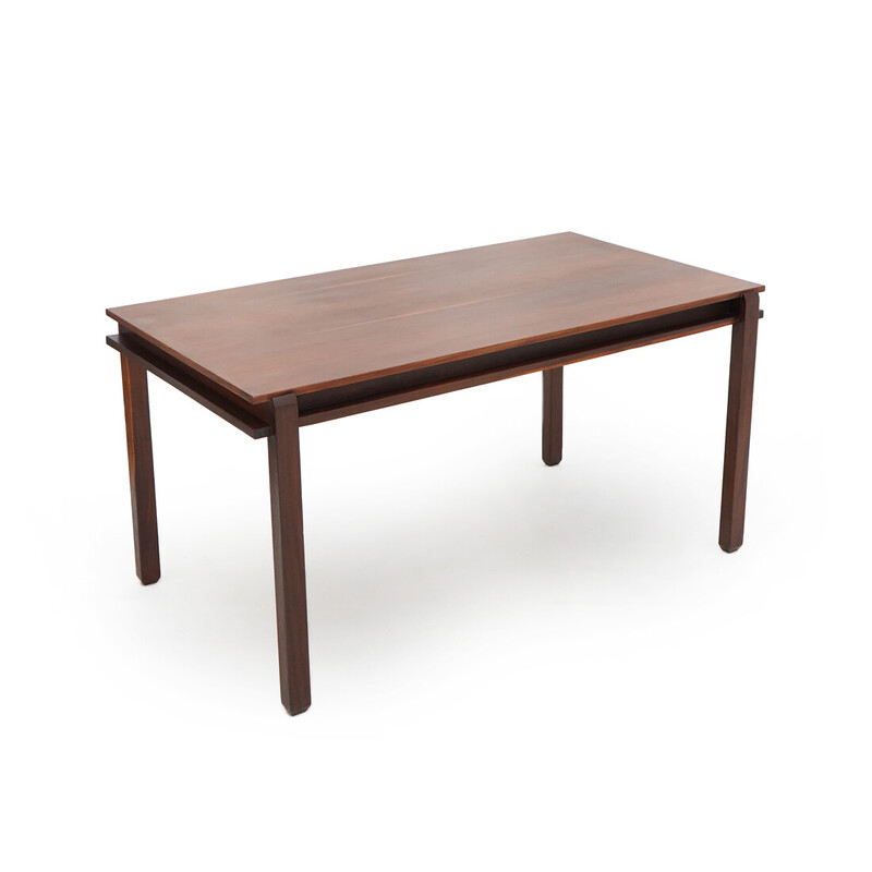 Vintage rectangular table in veneered wood, Italy 1960