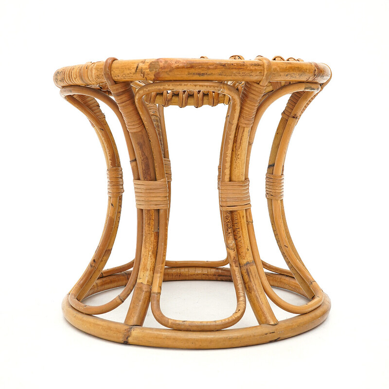 Pair of vintage rattan stools, Italy 1960