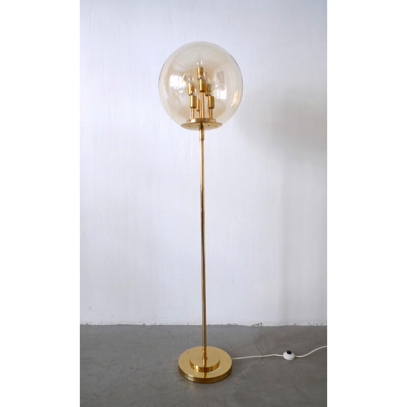 Large golden brass floor lamp - 1970s