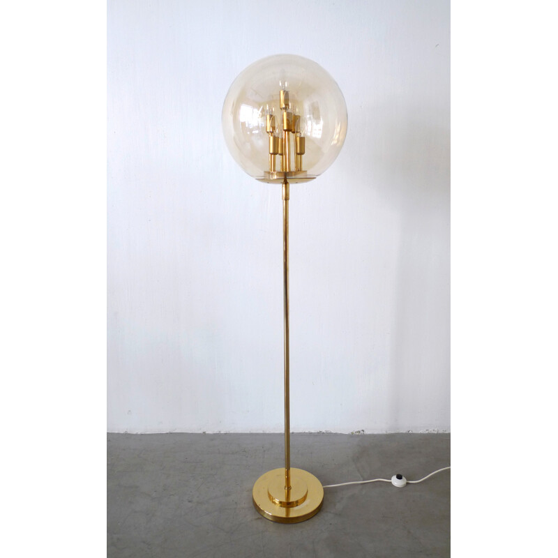 Large golden brass floor lamp - 1970s