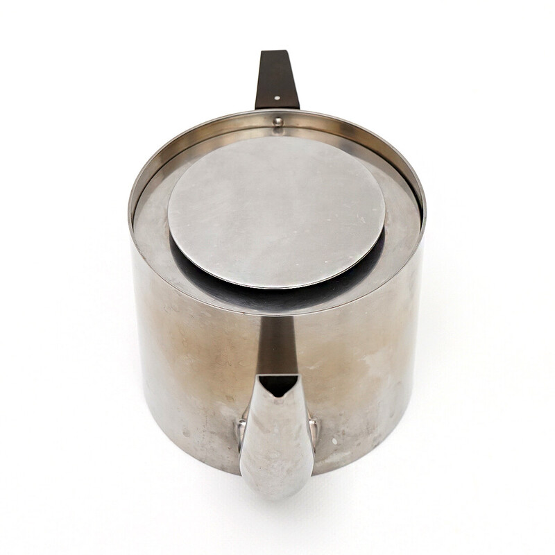Vintage stainless steel and black bakelite teapot by Arne Jacobsen for Stelton, Denmark 1960