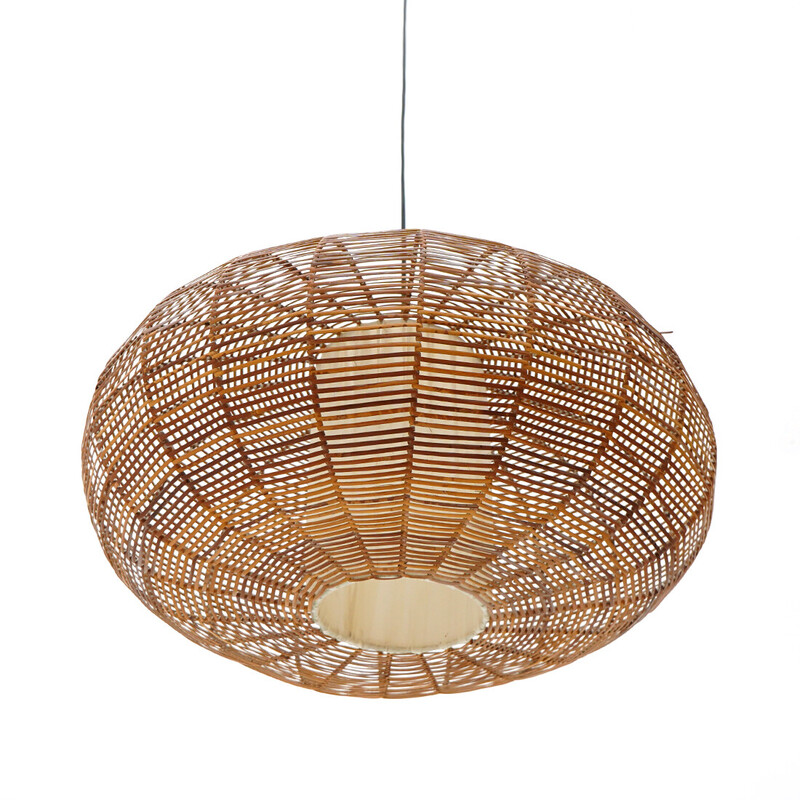 Vintage rattan chandelier, Italy 1950