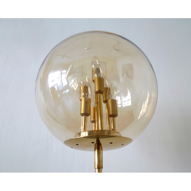 Large golden brass floor lamp - 1970s