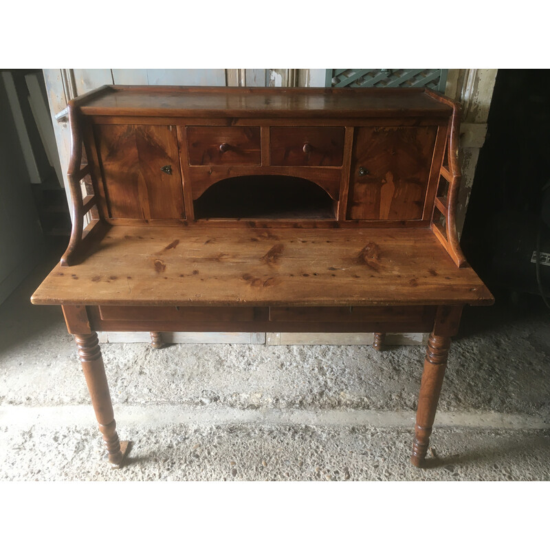 Vintage pitch pine tiered desk