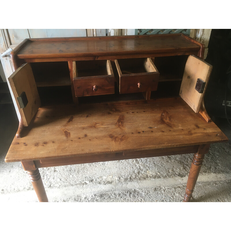 Vintage pitch pine tiered desk