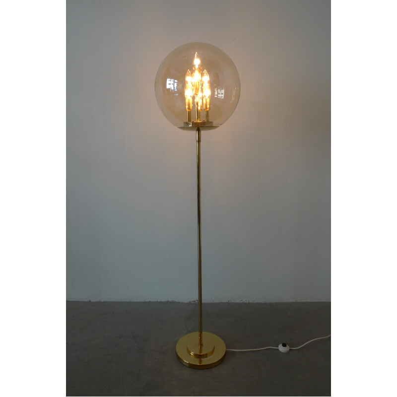 Large golden brass floor lamp - 1970s