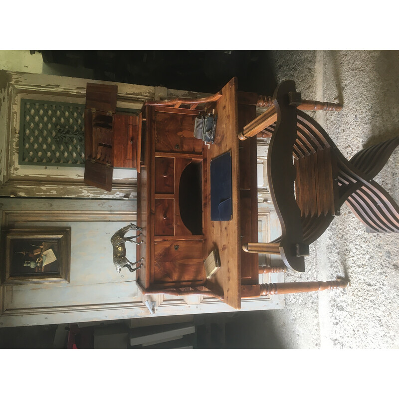 Vintage pitch pine tiered desk