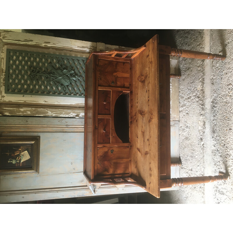 Vintage pitch pine tiered desk