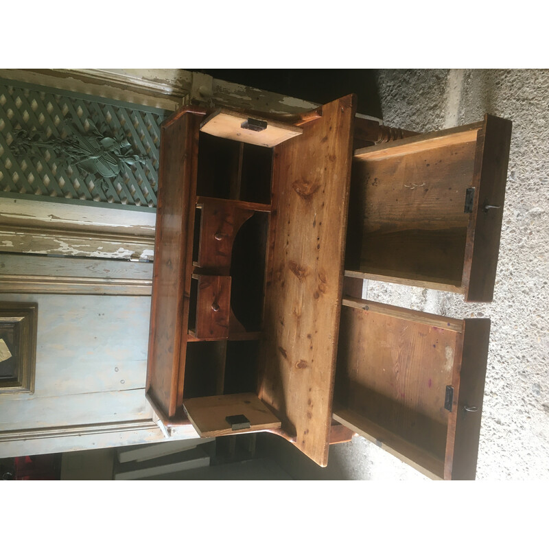 Vintage pitch pine tiered desk