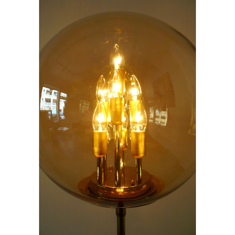 Large golden brass floor lamp - 1970s