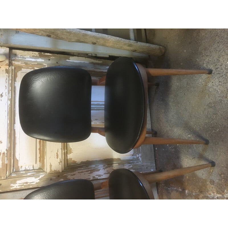 Coppia di sedie vintage Pegase in faggio e skai di Baumann, 1960