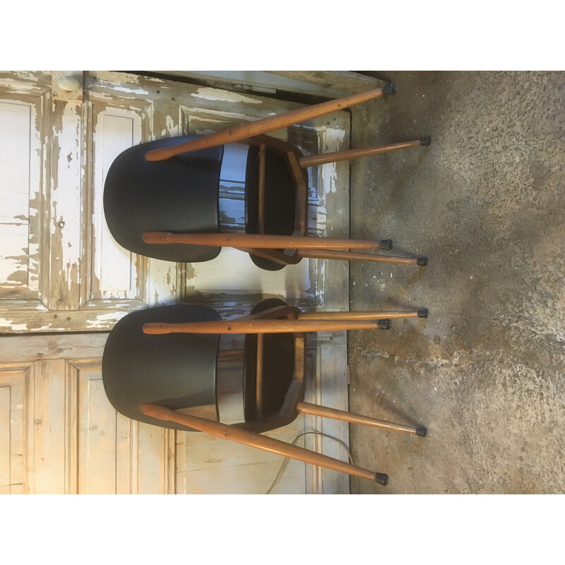 Pareja de sillas vintage Pegase de haya y skai de Baumann, 1960