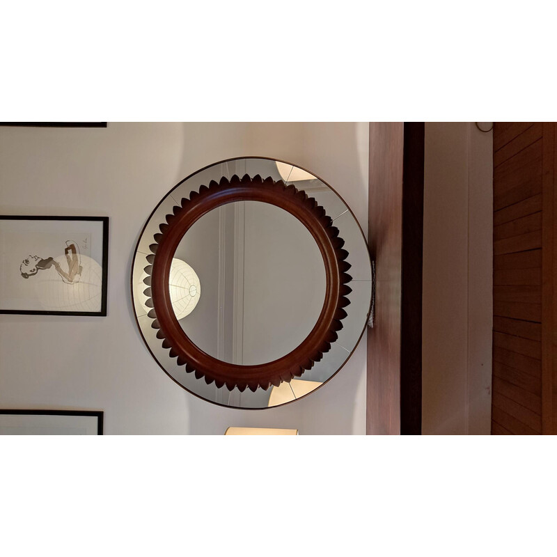 Vintage brass frame wall mirror by Fratelli Marelli, 1960