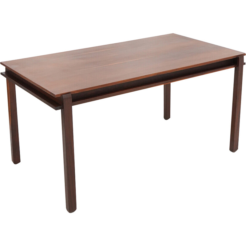 Vintage rectangular table in veneered wood, Italy 1960