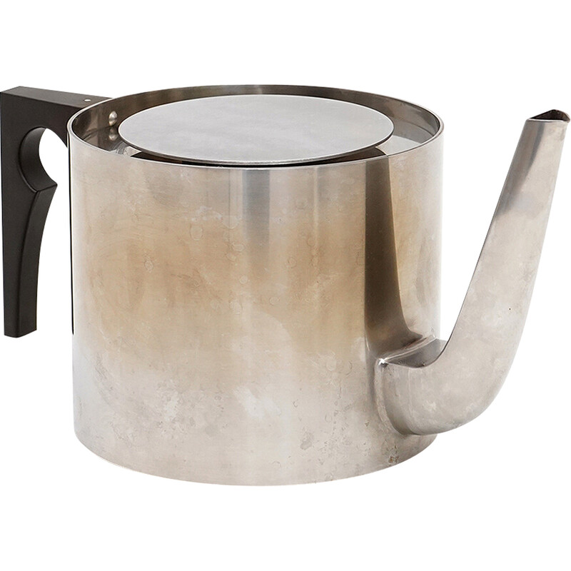 Vintage stainless steel and black bakelite teapot by Arne Jacobsen for Stelton, Denmark 1960