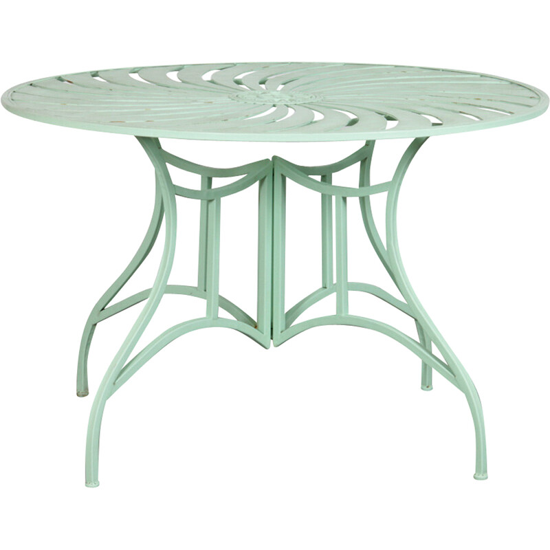 Table de jardin vintage ronde pliable en métal, 1990