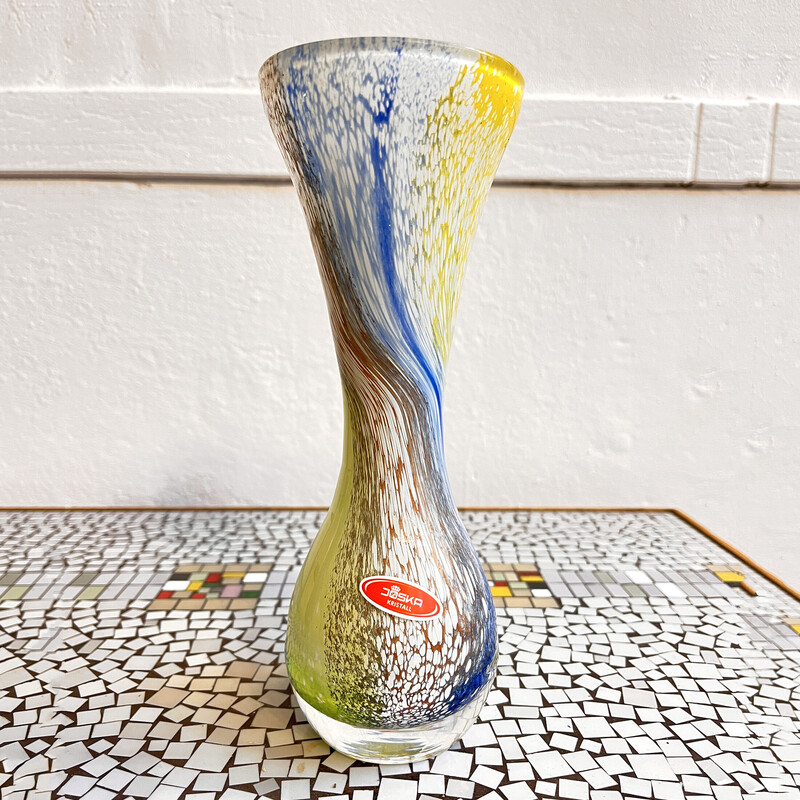 Vase vintage en verre pour Josh Kristall Mundgeblasen, Allemagne 1970