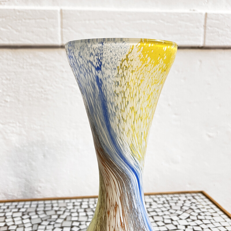 Vintage glass vase for Josh Kristall Mundgeblasen, Germany 1970