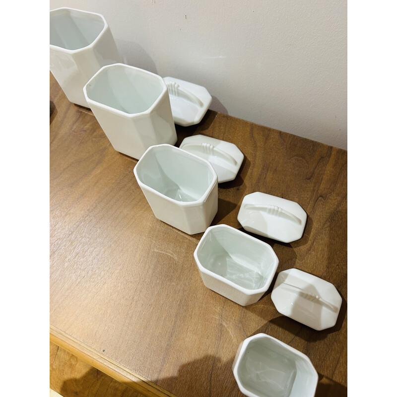 Vintage enameled ceramic nesting pots