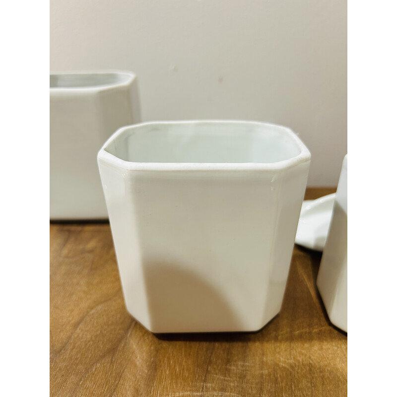 Vintage enameled ceramic nesting pots