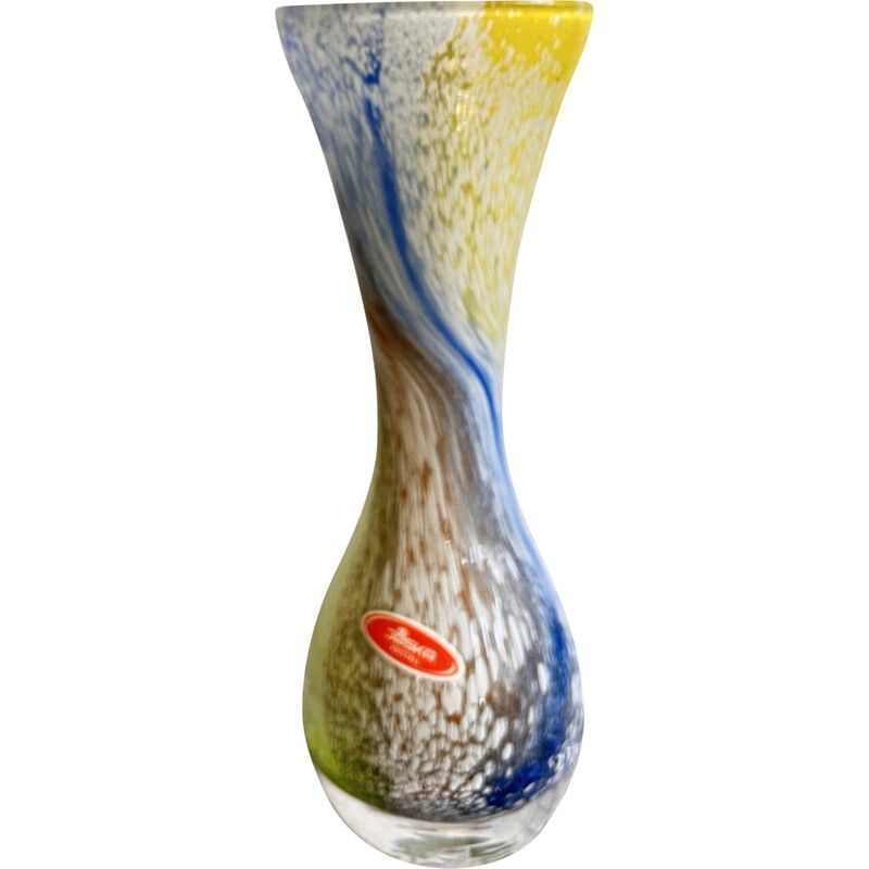 Vintage glass vase for Josh Kristall Mundgeblasen, Germany 1970
