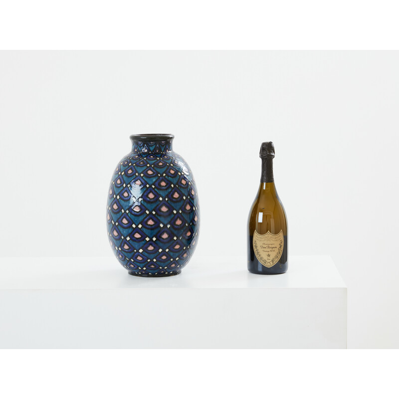 Vase vintage Art Déco en céramique émaillée de Paul Jacquet, France 1930