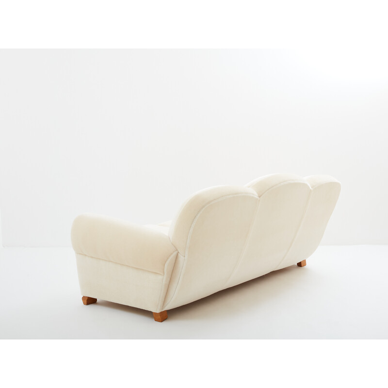 Vintage 3-Sitzer-Sofa in Mohair-Samt von Jules Leleu für Edmond Honoré, 1940