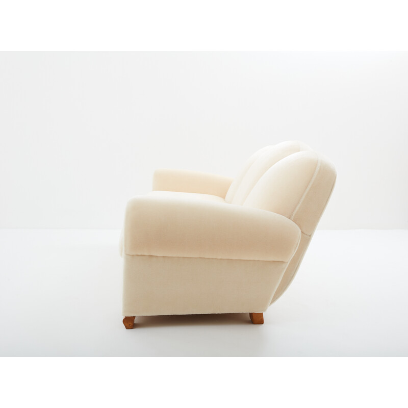 Vintage 3-Sitzer-Sofa in Mohair-Samt von Jules Leleu für Edmond Honoré, 1940