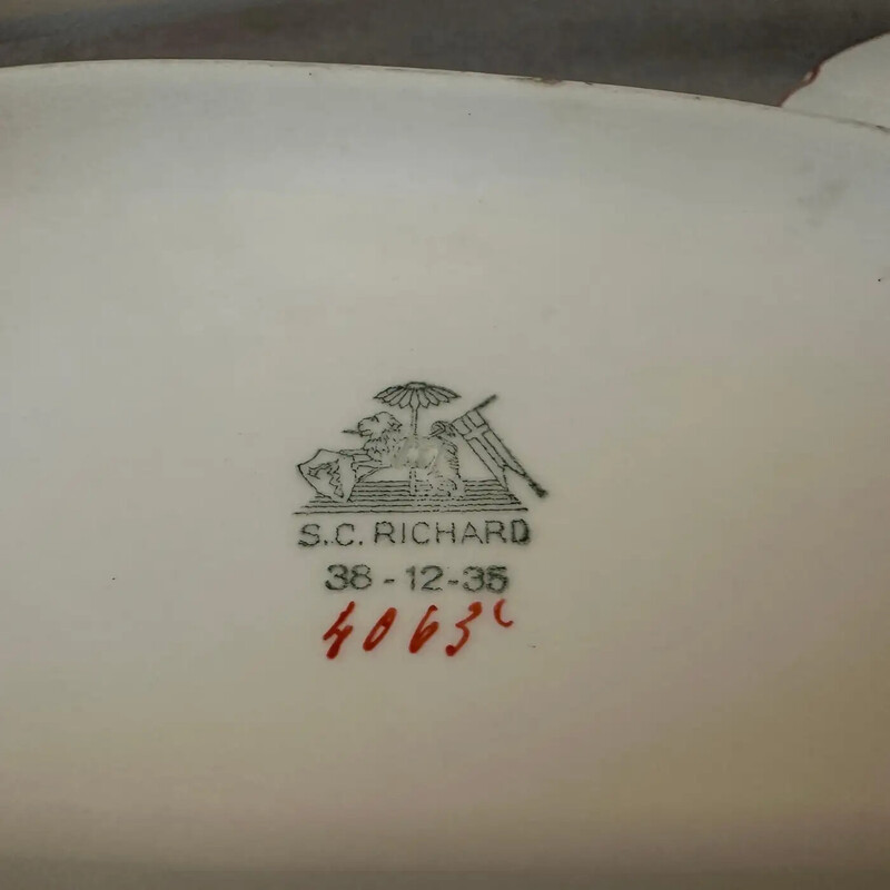 Terrina de cerâmica Art Deco vintage de Gio Ponti para S.C. Richard, 1935