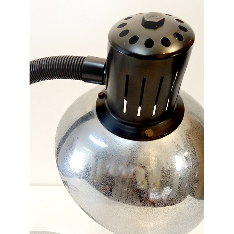 Vintage industrial lamp in chrome for Aluminor