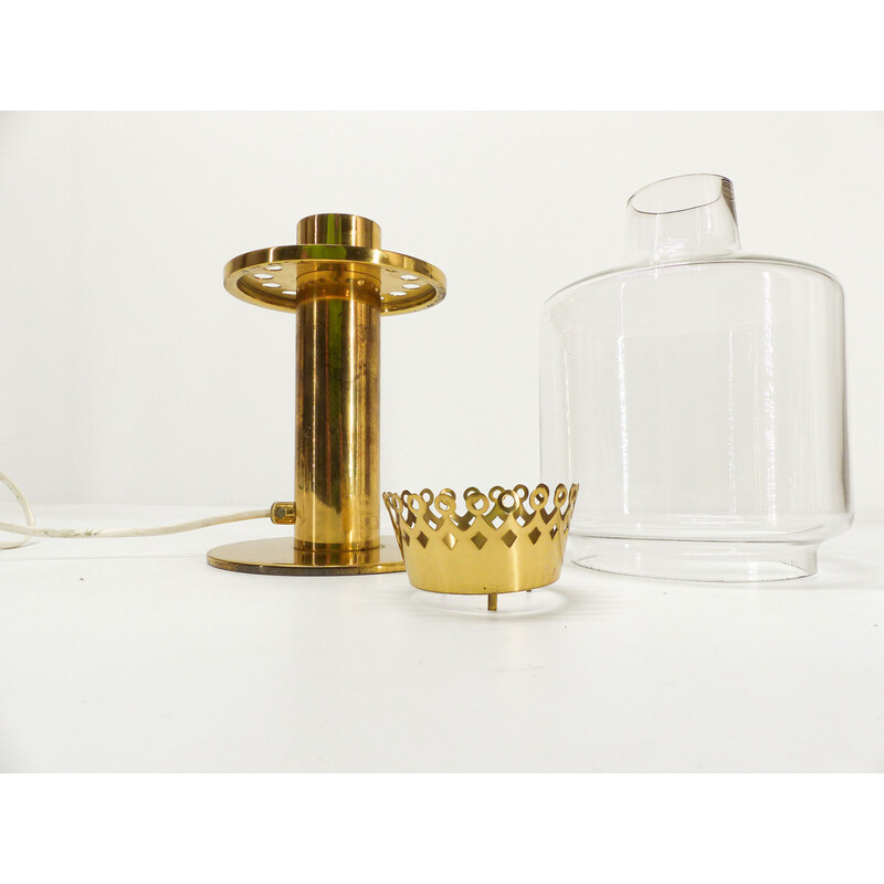 Vintage lamp in gilded brass and translucent glass by Hans-Agne Jakobsson, 1960