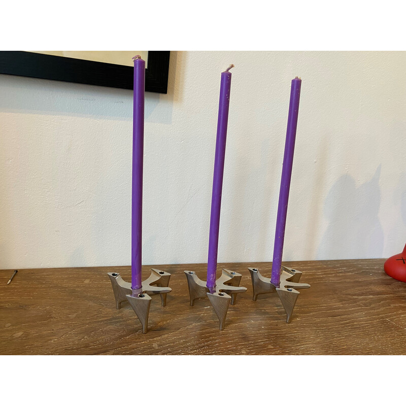 Set of 3 vintage Vogelflug model candlesticks for Hammonia Motard Gmbh, Germany 1970