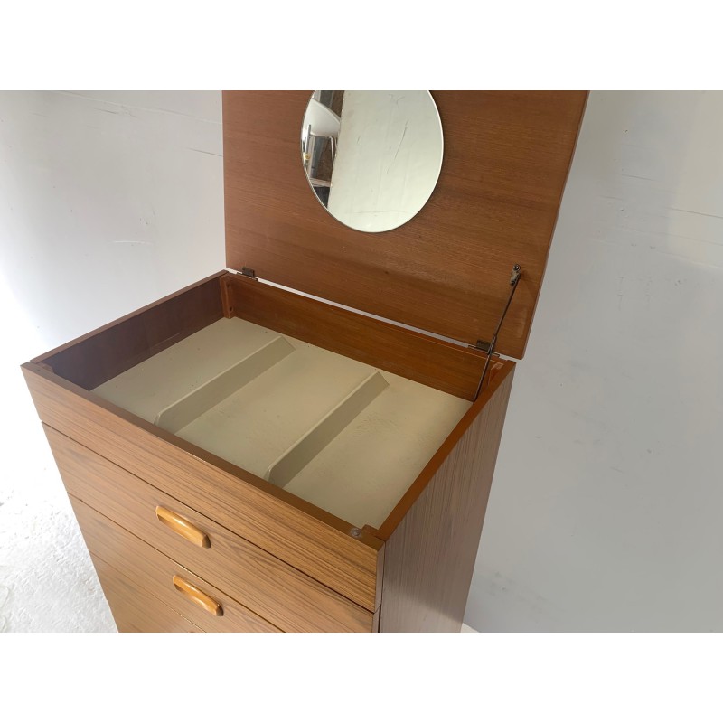 Vintage high formica chest of drawers with mirror for Schreiber Furniture, 1970