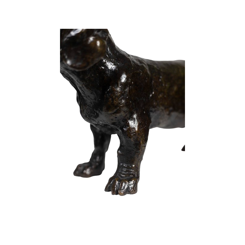 Sculpture vintage "Chien Basset Toc" en bronze par François Pompon pour Atelier Valsuani, 2006