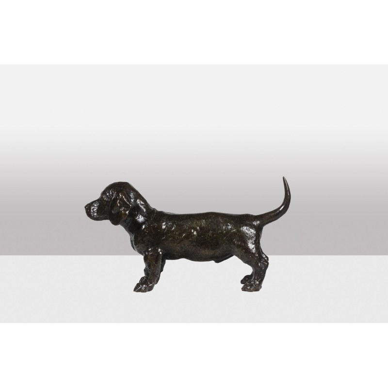 Sculpture vintage "Chien Basset Toc" en bronze par François Pompon pour Atelier Valsuani, 2006