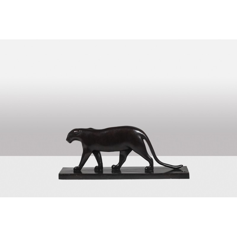 Vintage “Black Panther” sculpture in bronze and cast iron by François Pompon for Atelier Valsuani, 2006