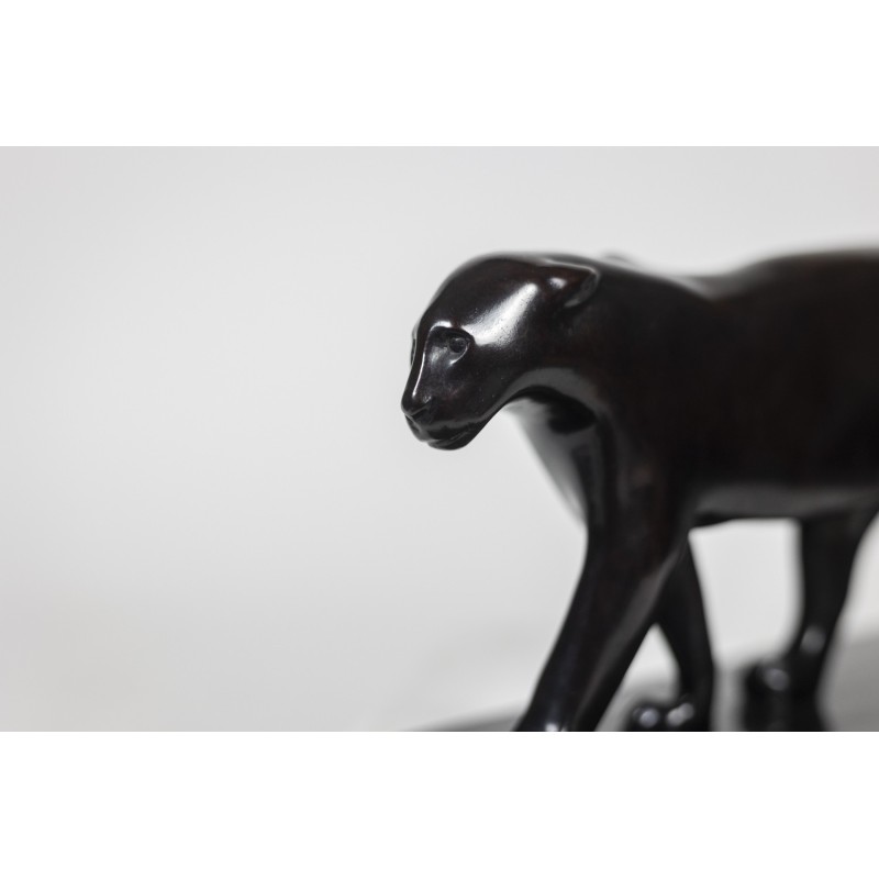 Vintage-Skulptur "Schwarzer Panther" aus Bronze und Gusseisen von François Pompon für Atelier Valsuani, 2006