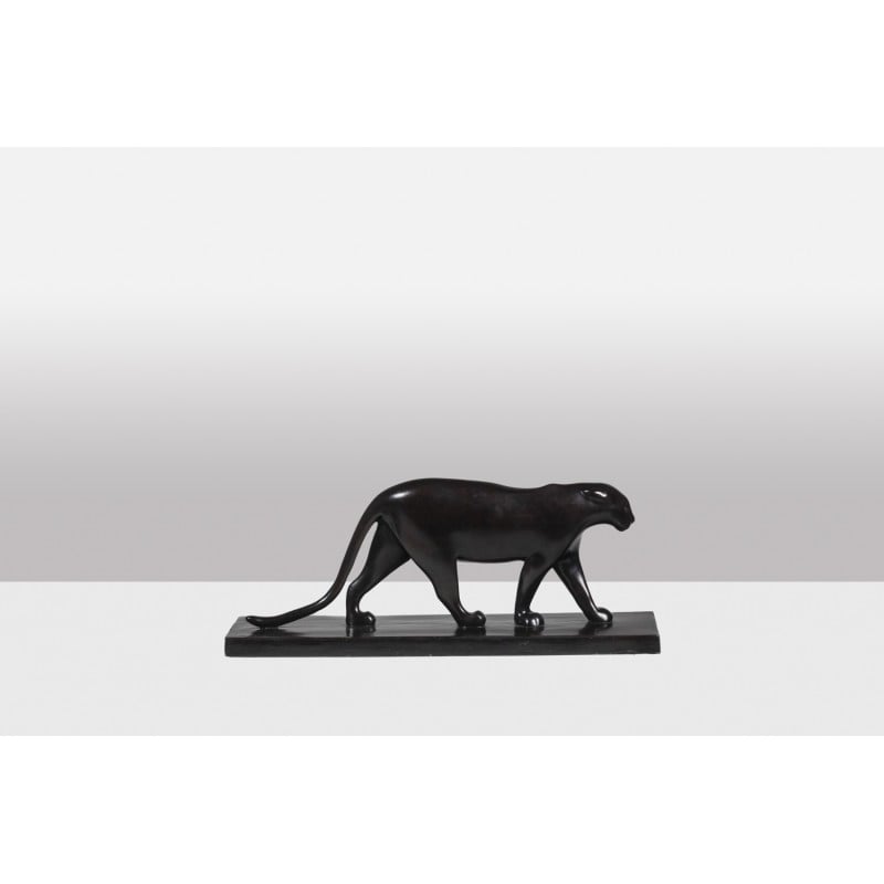 Vintage “Black Panther” sculpture in bronze and cast iron by François Pompon for Atelier Valsuani, 2006