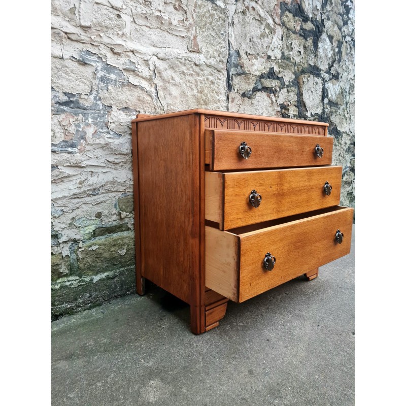Commode vintage en bois et placage de chêne pour Lebus Furniture