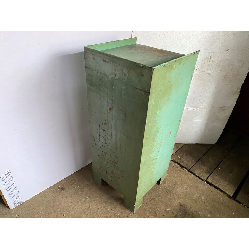 Vintage industrial metal cabinet with 1 door and 1 drawer, 1950