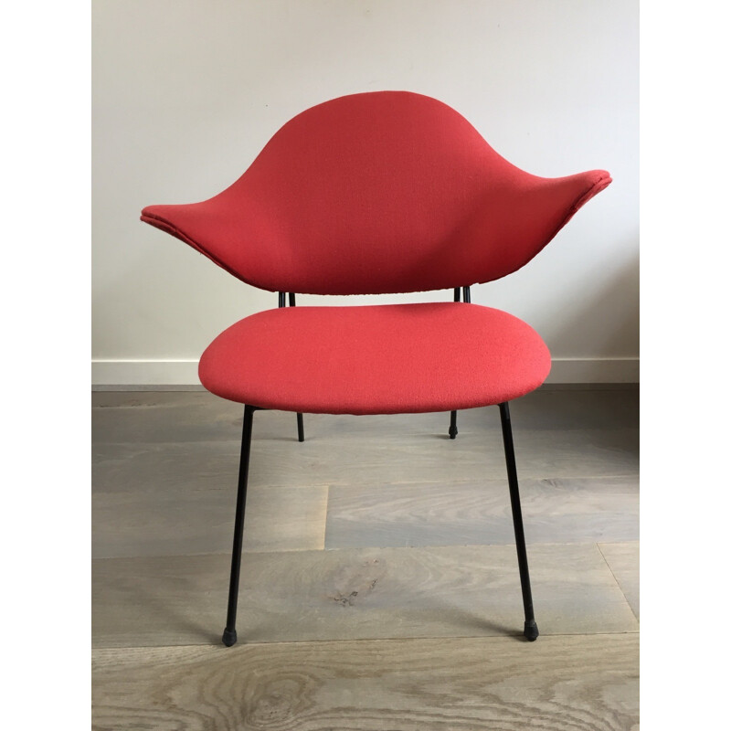 Red armchair re-upholstered, Thonet editions - 1950s