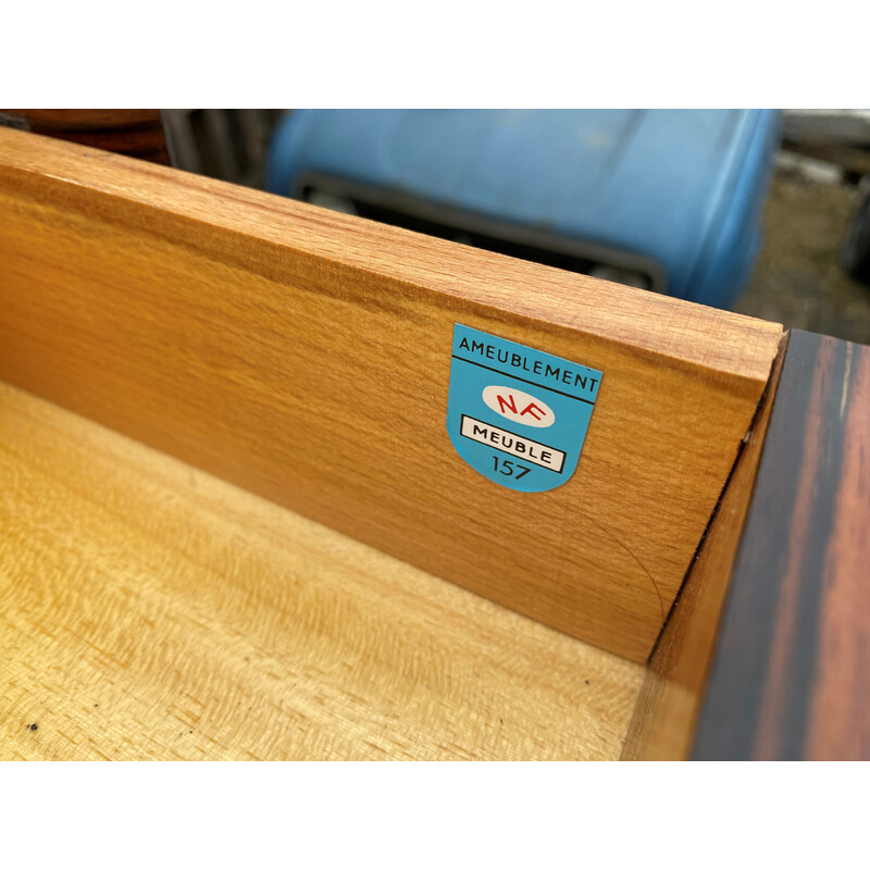 Pair of vintage bedside tables model NF157 in rosewood veneer, 1950