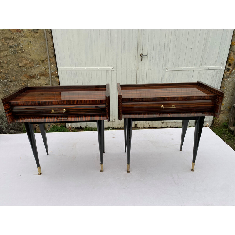 Pair of vintage bedside tables model NF157 in rosewood veneer, 1950