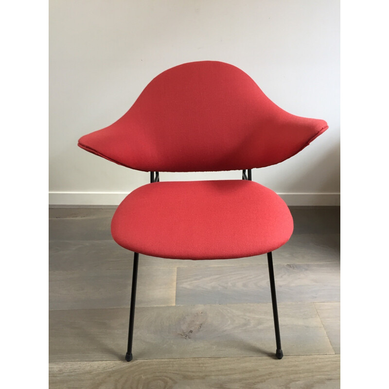 Red armchair re-upholstered, Thonet editions - 1950s