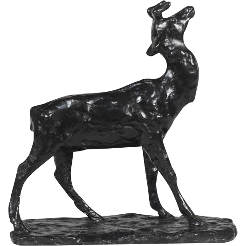 Vintage bronzen sculptuur "Deer Belling" van François Pompon voor Atelier Valsuani, 2006