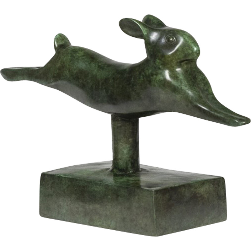 Sculpture vintage "Lapin courant" en bronze et fonte par François Pompon pour Atelier Valsuani, 2006