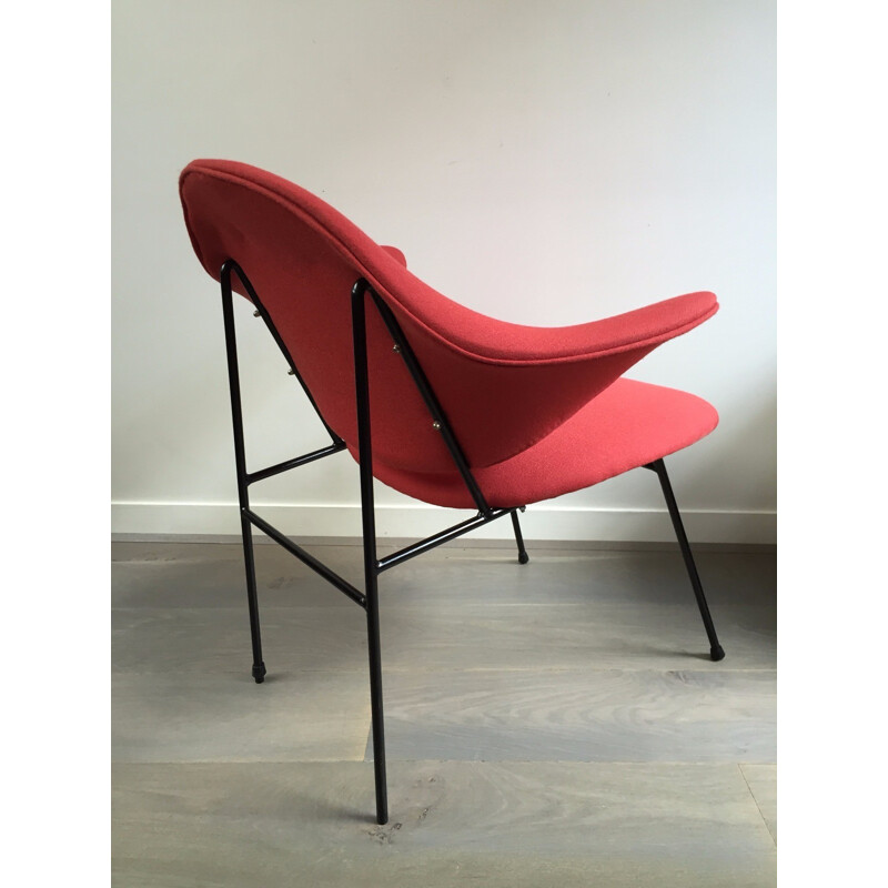 Red armchair re-upholstered, Thonet editions - 1950s